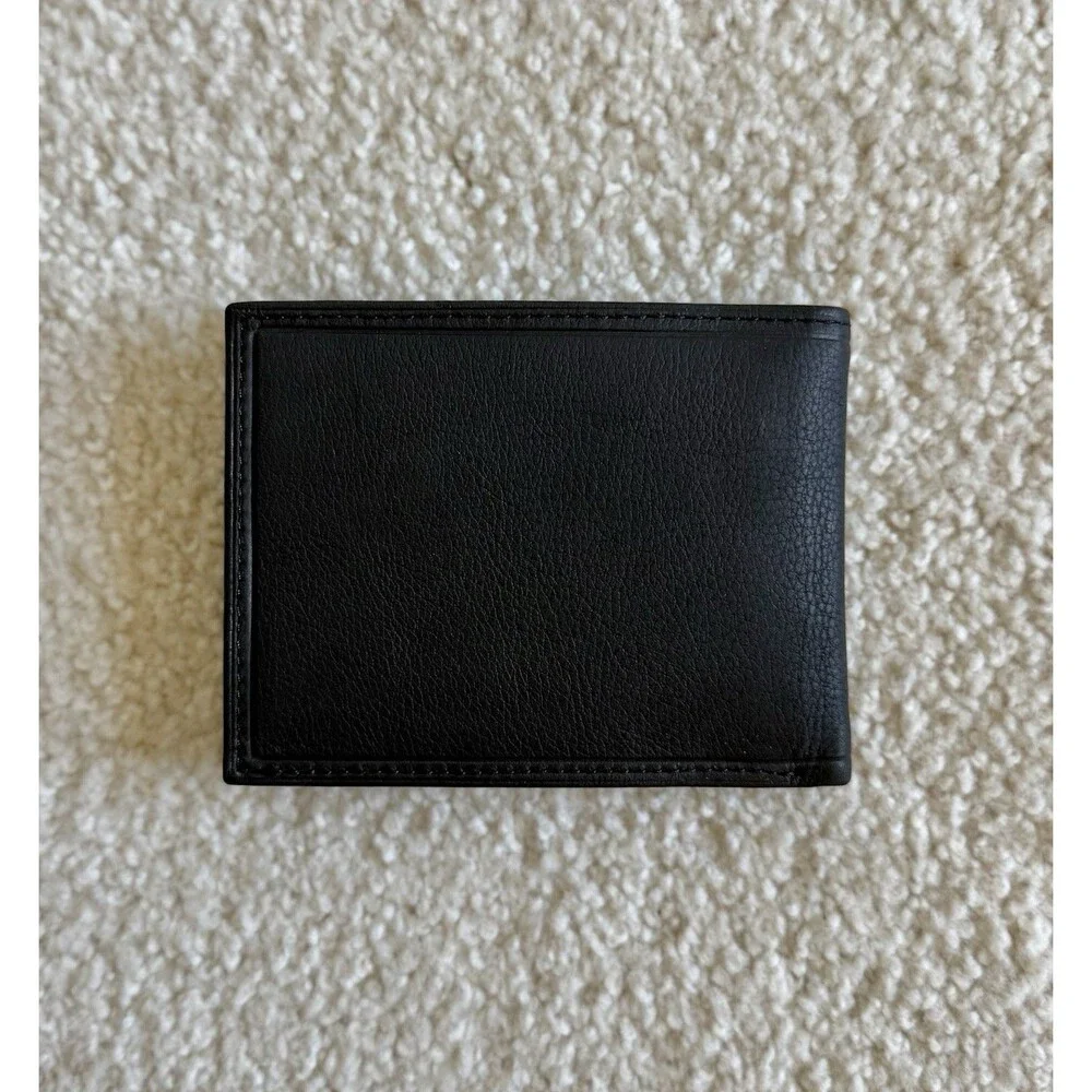 Dockers Men’s Pocketmate Full Grain Leather L-Fold Wallet Black-New With Box